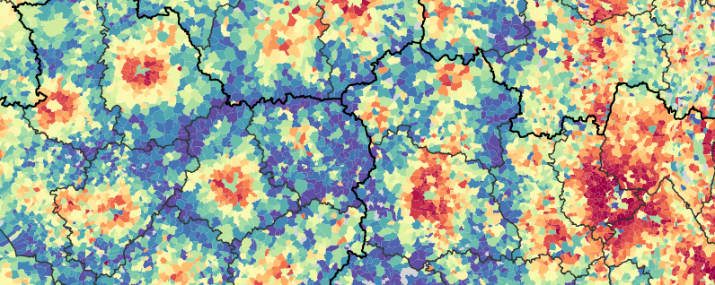 Map of income by commune